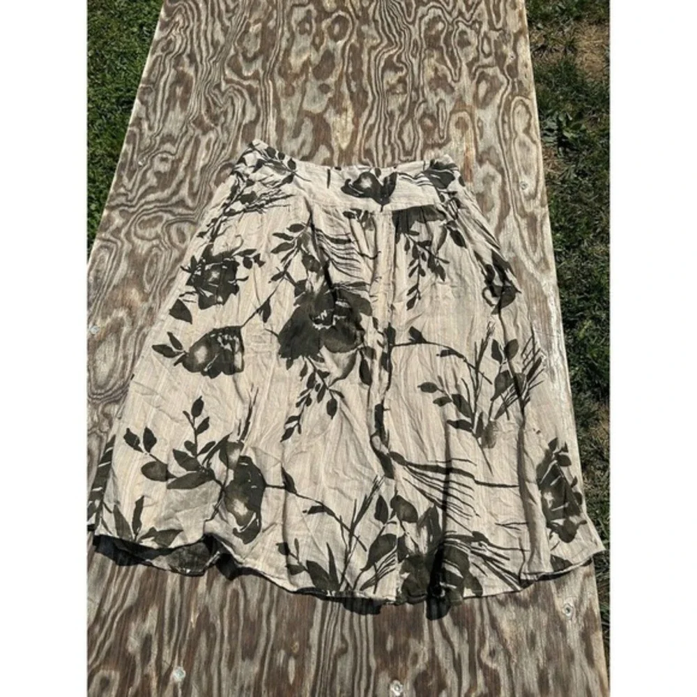 Grace‎ Elements Skirt Cotton Size 10 Floral Tan Brown Gold Floral Spring Zipper